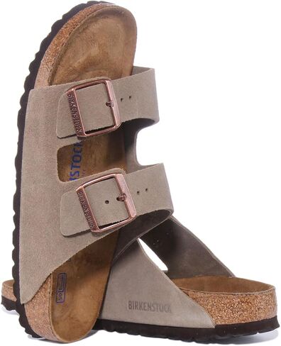 Birkenstock Arizona SBF Women's Two Strap Suede Sandals, Taupe, 10/10.5 US in Kuwait