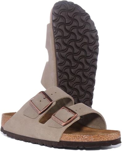 Birkenstock Arizona SBF Women's Two Strap Suede Sandals, Taupe, 10/10.5 US in Kuwait