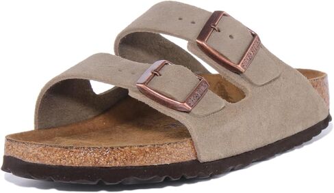 Birkenstock Arizona SBF Women's Two Strap Suede Sandals, Taupe, 10/10.5 US in Kuwait