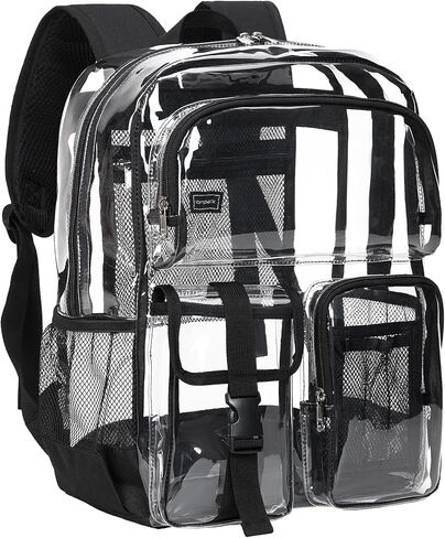 Vorspack Clear Backpack - Heavy Duty Transparent Bookbag for Adults Extra Large See Through backpacks for Work, College, Travel - Purple in Kuwait