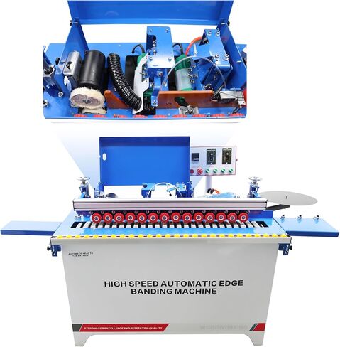TECHTONGDA Woodworking Straight Edge Bander Automatic Edge Banding Machine Flush End Matching, Double-sided Gluing, Automatic Trimming with Control Panel Adjustable Speed 0-6m/min in Kuwait