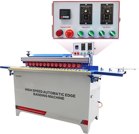 TECHTONGDA Woodworking Straight Edge Bander Automatic Edge Banding Machine Flush End Matching, Double-sided Gluing, Automatic Trimming with Control Panel Adjustable Speed 0-6m/min in Kuwait