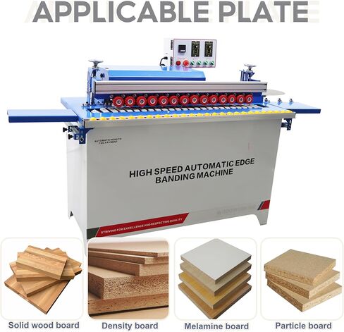 TECHTONGDA Woodworking Straight Edge Bander Automatic Edge Banding Machine Flush End Matching, Double-sided Gluing, Automatic Trimming with Control Panel Adjustable Speed 0-6m/min in Kuwait
