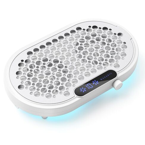 Makartt Nail Dust Collector - 4000RPM Professional Dust Collector Nail Tech Dual Turbo Fan, Brushless 360 Suction, Acrylic Nail Polishing Manicure For Nail Salon & Home 30Pcs Filter Paper& Brush,White in Kuwait
