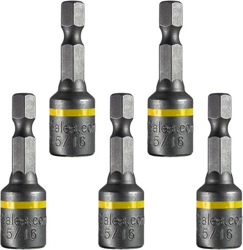 1/4-Inch Magnetic Hex Head Driver Bit w/Quick Change Shank - Used for Installing Screws, Nuts, Bolts, etc. - Commonly Used for Metal Roofing Screws - (5 PACK) in Kuwait