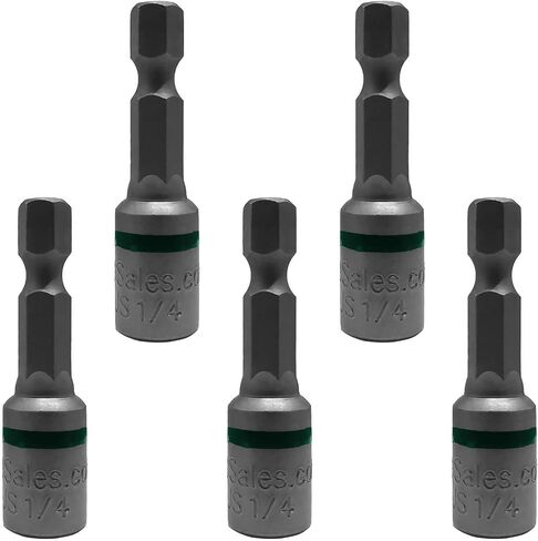 1/4-Inch Magnetic Hex Head Driver Bit w/Quick Change Shank - Used for Installing Screws, Nuts, Bolts, etc. - Commonly Used for Metal Roofing Screws - (5 PACK) in Kuwait