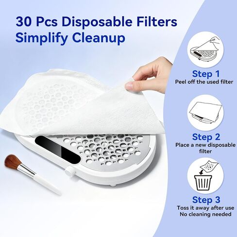 Makartt Nail Dust Collector - 4000RPM Professional Dust Collector Nail Tech Dual Turbo Fan, Brushless 360 Suction, Acrylic Nail Polishing Manicure For Nail Salon & Home 30Pcs Filter Paper& Brush,White in Kuwait