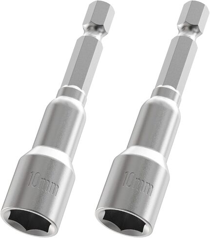 2pcs 1/4" Hex Shank Magnetic Nut Driver 17mm 65mm Drill Bit Set | Hexagonal Drive, Built-In Magnet, Metric Socket, Extended Length, Impact Ready in Kuwait