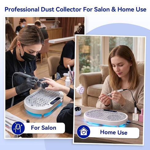 Makartt Nail Dust Collector - 4000RPM Professional Dust Collector Nail Tech Dual Turbo Fan, Brushless 360 Suction, Acrylic Nail Polishing Manicure For Nail Salon & Home 30Pcs Filter Paper& Brush,White in Kuwait