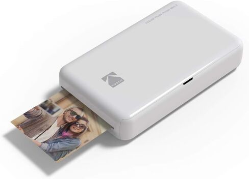 طابعة صور Zink Kodak Mini 2 HD لاسلكية محمولة فورية، طباعة صور الوسائط الاجتماعية، مطبوعات كاملة الألوان عالية الجودة - متوافقة مع أجهزة iOS وAndroid (أبيض) in Kuwait
