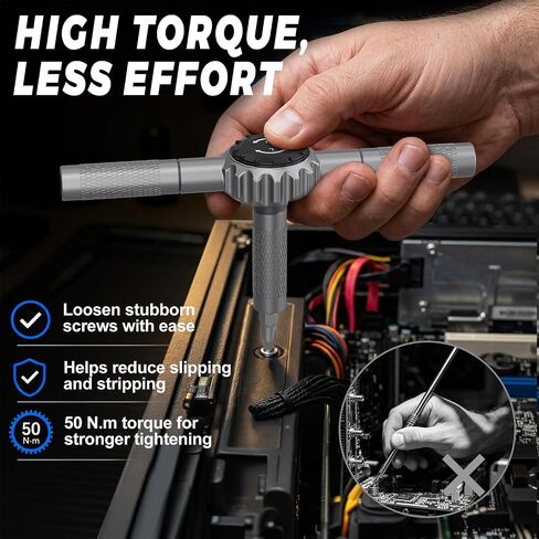 STREBITO 67-in-1 T Handle Ratchet Screwdriver Set with S2 Steel Bits | 72-Tooth Ratchet, Up to 50 N·m Torque, 5° Swing Arc for Tight Spaces, Furniture Assembly, Computer, Bicycle & Home Repair in Kuwait