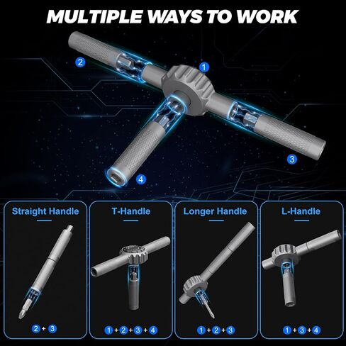 STREBITO 67-in-1 T Handle Ratchet Screwdriver Set with S2 Steel Bits | 72-Tooth Ratchet, Up to 50 N·m Torque, 5° Swing Arc for Tight Spaces, Furniture Assembly, Computer, Bicycle & Home Repair in Kuwait