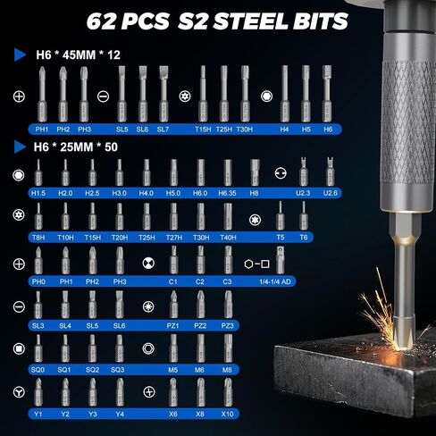 STREBITO 67-in-1 T Handle Ratchet Screwdriver Set with S2 Steel Bits | 72-Tooth Ratchet, Up to 50 N·m Torque, 5° Swing Arc for Tight Spaces, Furniture Assembly, Computer, Bicycle & Home Repair in Kuwait
