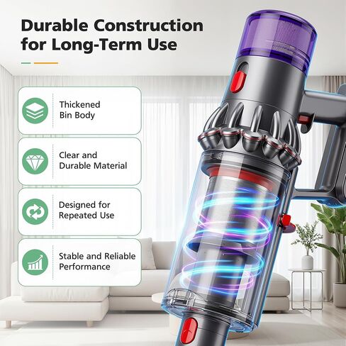 Upgraded Dust Bin Compatible with Dyson V11 V15 SV14 SV15 SV22 Vacuum Cleaner Canister, Vacuum Bin Replacement for Part no. 970050-01 and Part no. 965443-01 with V11/V15 Filter in Kuwait