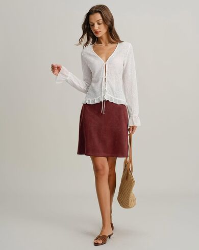RIHOAS Women's Faux Suede Mini Skirt High Waist A-line Bodycon Pencil Short Skirts in Saudi Arabia