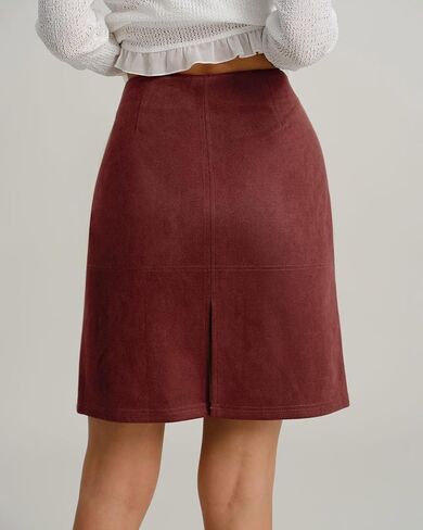 RIHOAS Women's Faux Suede Mini Skirt High Waist A-line Bodycon Pencil Short Skirts in Saudi Arabia