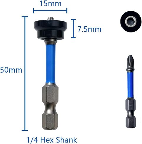 6PCS Drywall Screw Bit Set, PH2 Depth Adjustable Drywall Dimpler Bit, 1/4" Hex Shank Magnetic Drywall Screw Setter with Removable Aluminum Collar, Screwdriver Bits Drywall Bit for Impact Driver in Kuwait