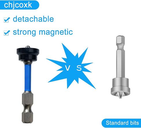 6PCS Drywall Screw Bit Set, PH2 Depth Adjustable Drywall Dimpler Bit, 1/4" Hex Shank Magnetic Drywall Screw Setter with Removable Aluminum Collar, Screwdriver Bits Drywall Bit for Impact Driver in Kuwait