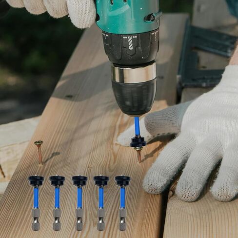6PCS Drywall Screw Bit Set, PH2 Depth Adjustable Drywall Dimpler Bit, 1/4" Hex Shank Magnetic Drywall Screw Setter with Removable Aluminum Collar, Screwdriver Bits Drywall Bit for Impact Driver in Kuwait