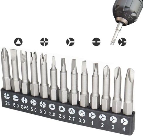 13 Pack Slotted Phillips Screwdriver Bit Set U-Shaped Y-Type Triangle SP6 Screw Driver 1/4'' Magnetic Phillips Head Drill Bit Sets for Rechargeable Cordless Screwdriver Electric Screwdrivers in Kuwait