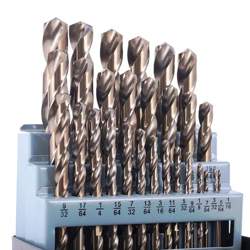 29Pcs M35 Cobalt Drill Bit Set 1/16"-1/2", 135° Split Point HSS Twist Bits with Indexed Metal Case for Hardened Steel, Wood & Plastic in Kuwait