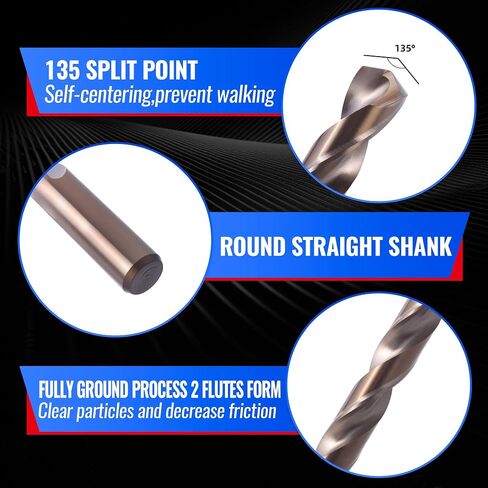 29Pcs M35 Cobalt Drill Bit Set 1/16"-1/2", 135° Split Point HSS Twist Bits with Indexed Metal Case for Hardened Steel, Wood & Plastic in Kuwait