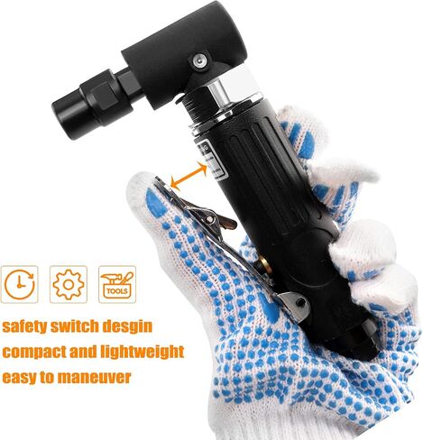 Air Die Grinder - 1/4", Right Angle, 20,000 RPM, Pneumatic Power, Safety Lock, 90 Degree, Mini, Angle Die Grinder for Grinding, Polishing, Cutting and More in Kuwait