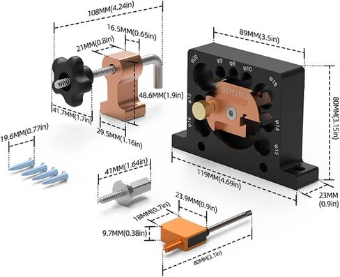 Wood Dowel Rounding Tool Drill-Mounted Dowel Maker with Clamps Multi-Hole Round Rod Maker Jig for Woodworkers, Carpenters, Home DIY Projects in Kuwait