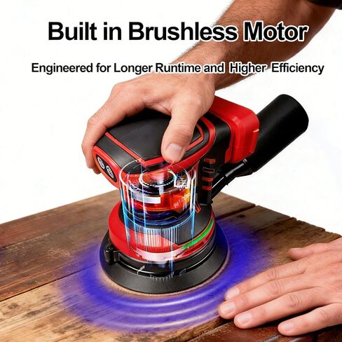Brushless Cordless Random Orbital Sander Compatible for Milwaukee 18V Battery, Electric Palm Orbital Sander With Dust Collector, 6 Variable Speeds, 20Pcs Sandpaper For Sanding Woodworking(TOOL ONLY） in Kuwait