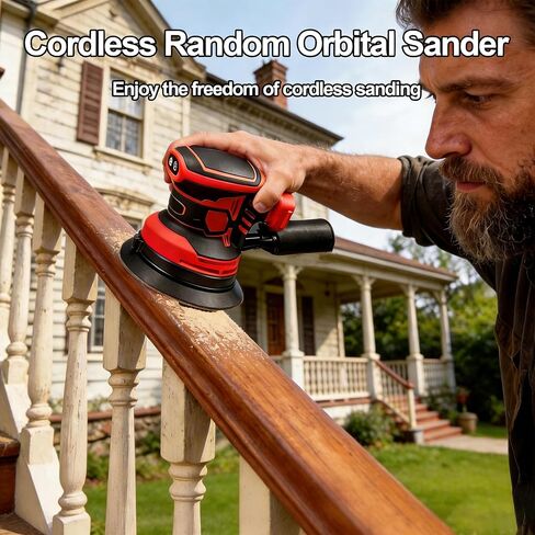 Brushless Cordless Random Orbital Sander Compatible for Milwaukee 18V Battery, Electric Palm Orbital Sander With Dust Collector, 6 Variable Speeds, 20Pcs Sandpaper For Sanding Woodworking(TOOL ONLY） in Kuwait