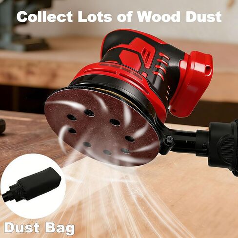 Brushless Cordless Random Orbital Sander Compatible for Milwaukee 18V Battery, Electric Palm Orbital Sander With Dust Collector, 6 Variable Speeds, 20Pcs Sandpaper For Sanding Woodworking(TOOL ONLY） in Kuwait