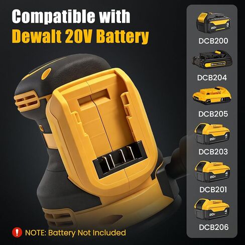 5 Inch Cordless Brushless Random Orbital Sander for Dewalt 20V Battery | 3 Variable Speeds, 7000-11000 RPM, with 15pcs Sandpaper and Dust Collector for Woodworking Polishing (Battery Not Included) in Kuwait
