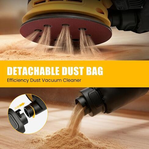 5 Inch Cordless Brushless Random Orbital Sander for Dewalt 20V Battery | 3 Variable Speeds, 7000-11000 RPM, with 15pcs Sandpaper and Dust Collector for Woodworking Polishing (Battery Not Included) in Kuwait