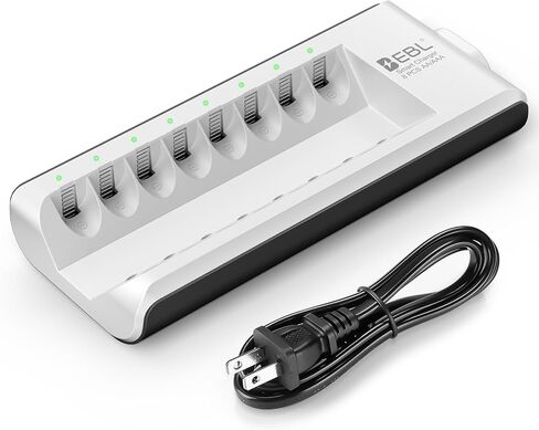 EBL AA AAA Battery Charger, 8-Bay Individual Charger, Individual Charger for NiMH NiCD Rechargeable Batteries in Kuwait