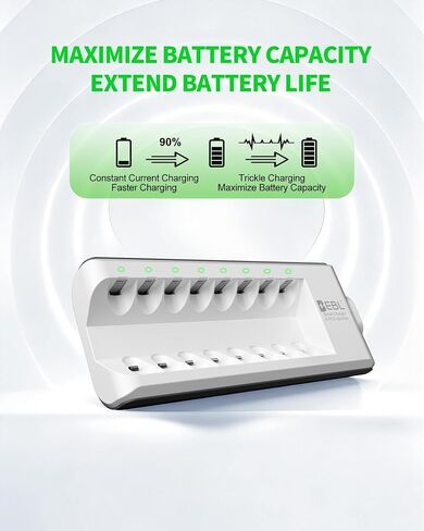 EBL AA AAA Battery Charger, 8-Bay Individual Charger, Individual Charger for NiMH NiCD Rechargeable Batteries in Kuwait