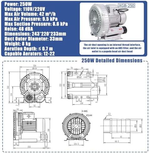 Multi-Use Regenerative Ring Pump High Pressure Vortex Blower Industrial High-Pressure Equipment，High-Pressure Industrial Regenerative Blower 220V - Powerful Vortex Design for Air Blowing, Su in Kuwait