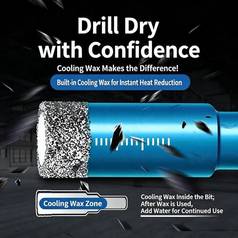 Diamond Tile Brazed Hole Saw Set, 7 Pcs, 5-16mm | Dry Cutting, No Water Needed, Universal Round Shank, Internal Cooling Wax, Drill & Grinder Compatible in Kuwait