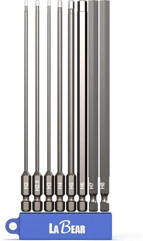 LABEAR 8-Piece Long Metric Allen Wrench Hex Bit Set, 6-Inch S2 Steel, H2-H8 | 150mm reach, 1/4" shank, magnetic tips, H2 H2.5 H3 H4 H5 H6 H7 H8, blue case in Kuwait