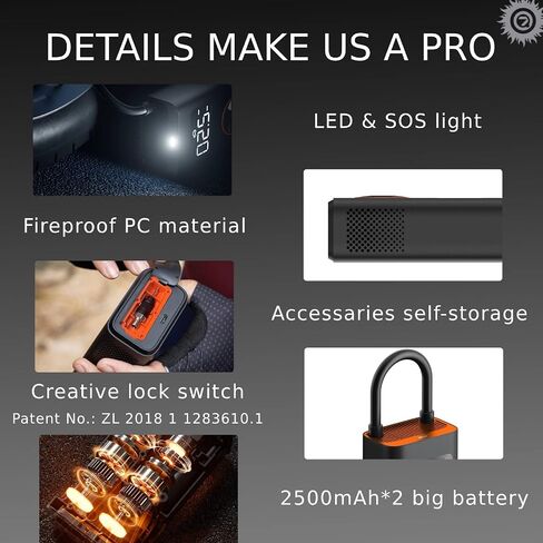 BIKASE N3 Pro Portable Tire Inflator for Ebikes, Compact Car, 1Min Fast Inflate Electric Bike Pump with Digital Tire Pressure Gauge, 150PSI Air Compressor for Electric Bikes, Motorcycle, Balls in Kuwait