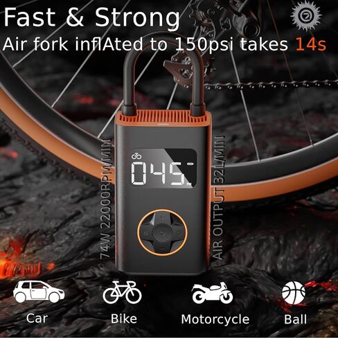 BIKASE N3 Pro Portable Tire Inflator for Ebikes, Compact Car, 1Min Fast Inflate Electric Bike Pump with Digital Tire Pressure Gauge, 150PSI Air Compressor for Electric Bikes, Motorcycle, Balls in Kuwait