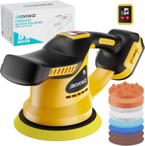 Cordless Buffer Polisher for Makita 18V Battery, 450W Brushless Car Buffer Polisher Waxer with 6 inch disc, 6 Variable Speed Up to 5200 RPM for Waxing Polishing Scratch Removal (Tool only) in Kuwait