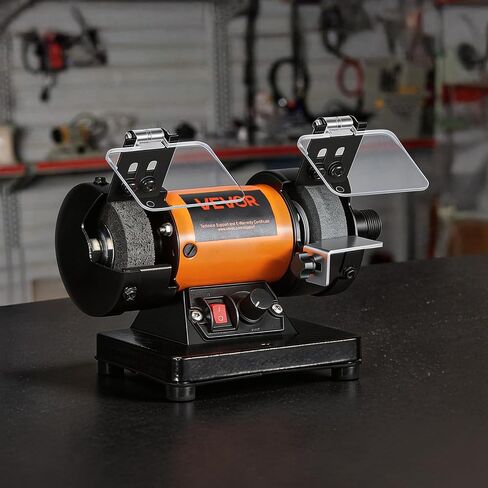 VEVOR Bench Buffer Polisher, 8300-10600 RPM Adjustable Speed, Polishing & Buffing Machine with Grinding, Fiber, and Wool Wheels, 100-Piece Accessory Kit, for Jewelry, Wood, Metal, Raw Stone, Jade DIY in Kuwait