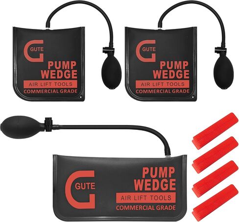 Gute Air Wedge Bag Pump, 3 Pack Commercial Inflatable Air Wedge Bag Tool, Professional Leveling & Alignment Kit for Door Window Cabinet Installation, 330 lbs Load Capacity, with 4 Plastic Wedges in Kuwait