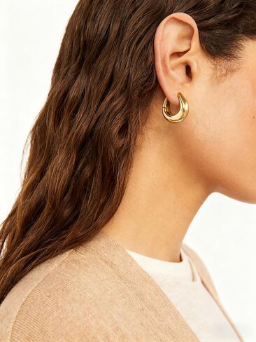 Rhinelife Gold Hoop Earrings for Women, 18K Gold Plated PVD Hypoallergenic Earrings, Trendy Everyday Jewelry Gift for Her, Mini Small Medium & Large Size in Saudi Arabia