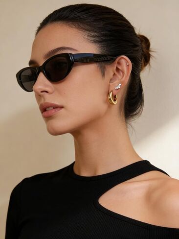 Rhinelife Gold Hoop Earrings for Women, 18K Gold Plated PVD Hypoallergenic Earrings, Trendy Everyday Jewelry Gift for Her, Mini Small Medium & Large Size in Saudi Arabia