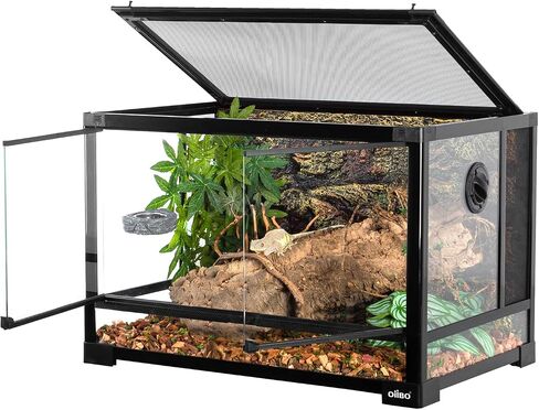 OiiBO 48 Gallon Extra-Long&Low Reptile Glass Terrarium, Front Sliding Door Reptile Tank 48"x18"x13" Large Reptile Amphibians Habitat Enclosure for Snake Bearded Dragon Lizard Crested Gecko(Knock-Down) in Saudi Arabia