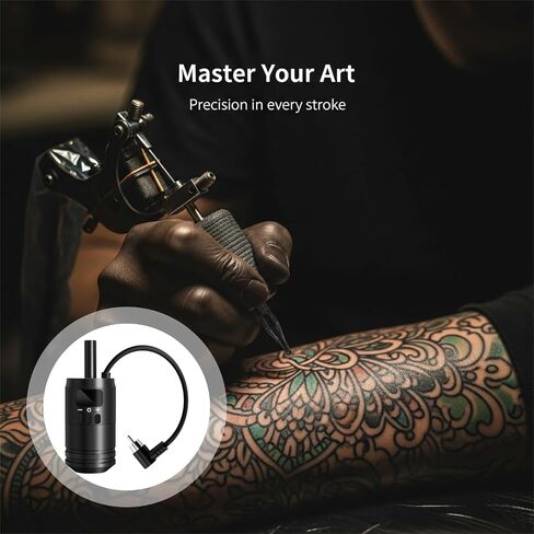 2 In 1 Tattoo Battery Grip, Adjustable Wireless Control Handle, Tattoo Pen Kit with LED Display and 3 Needles, 4.8 V to 12 V Voltage, Compatible with Most Rotary Tattoo Machine in Kuwait