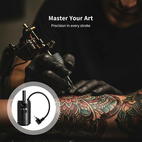 2 In 1 Tattoo Battery Grip, Adjustable Wireless Control Handle, Tattoo Pen Kit with LED Display and 3 Needles, 4.8 V to 12 V Voltage, Compatible with Most Rotary Tattoo Machine in Kuwait