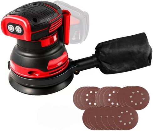 Cordless Brushless Track Sander for 18V MAX Battery, 5-Inch Sanding Surface, and Variable Speed Settings, Includes 25 Sheets of Sandpaper and One Dust Bag in Kuwait