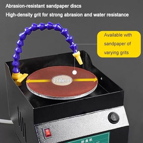 Wet Bench Sander Knife Sharpener Tool, Electric 350W, 7 Speeds up to 3350r/min, Includes 10 Sandpaper Sheets, for Scissors and Metal Working in Kuwait